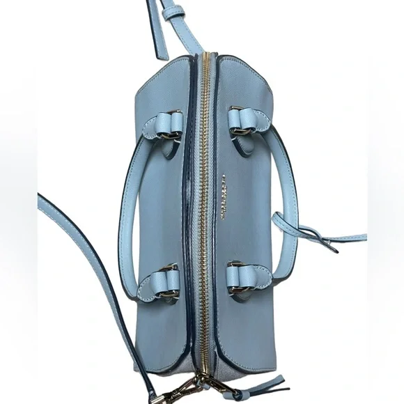 Kate Spade Baby Blue Reiley Medium Dome Saffiano Leather Satchel Crossbody Bag - Picture 7 of 16